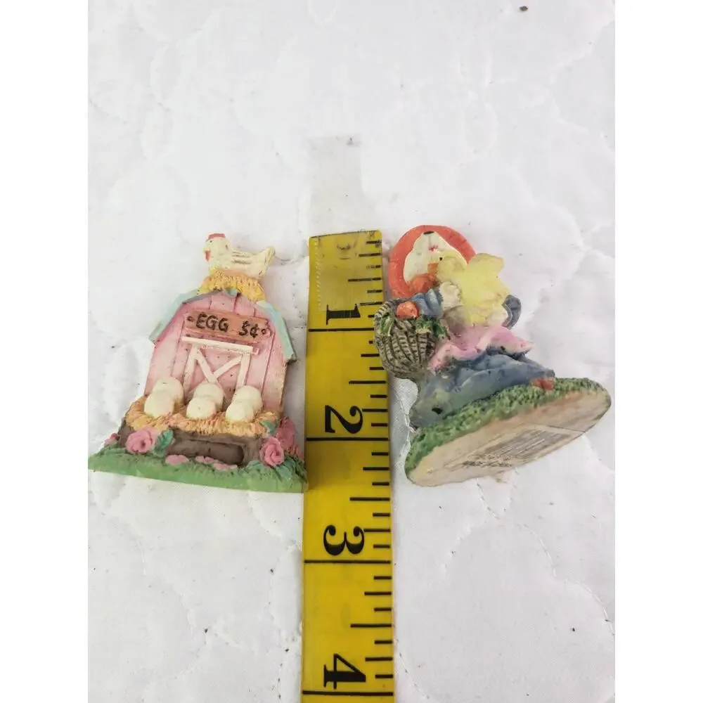 Vintage Easter Bunny Village Figurines Garden Accessories Spring Decor 8 Pcs